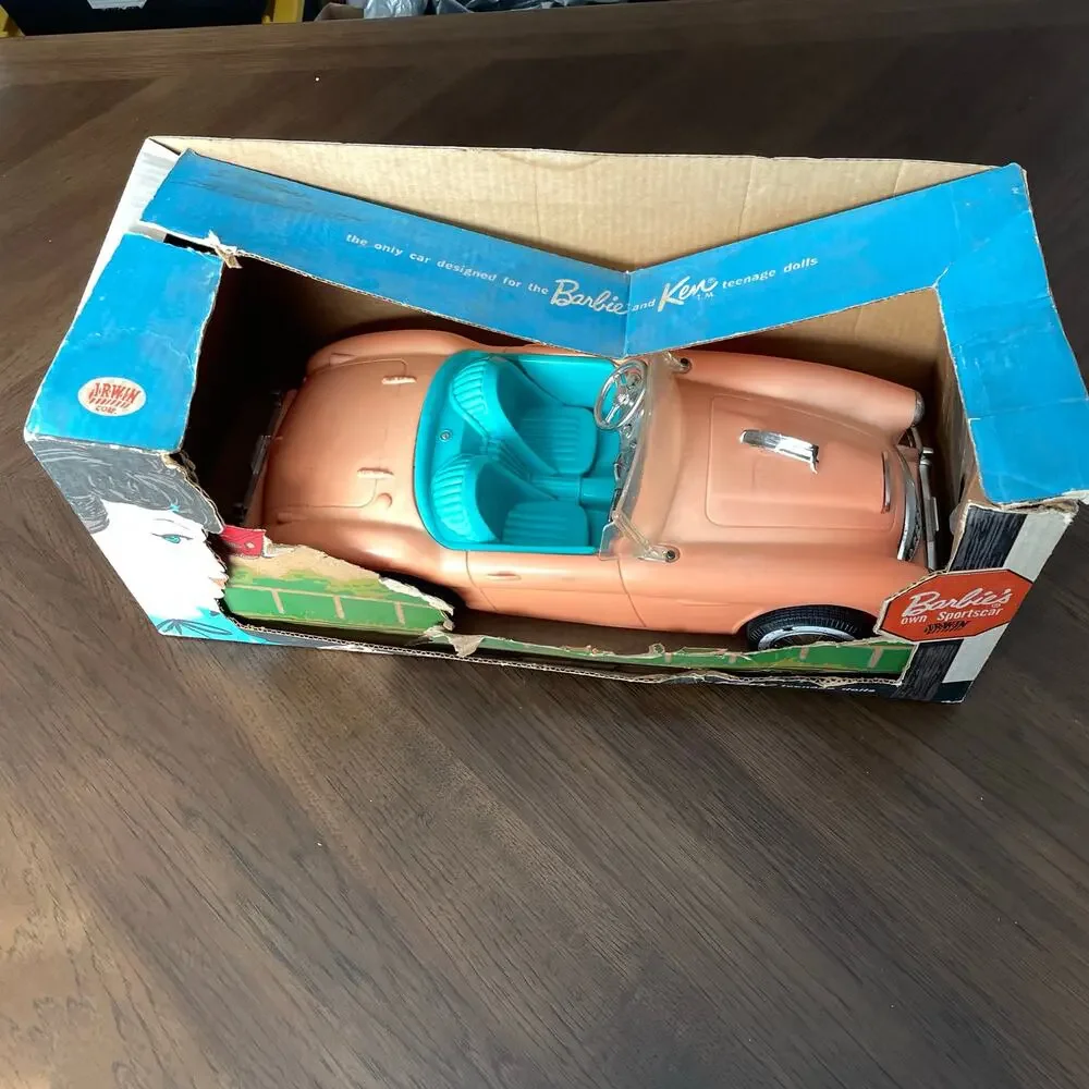 Vintage Barbie Austin Healey Convertible Sports Car 1962 w/ Box Irwin Toy FLAW